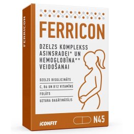 ICONFIT Ferricon - Komplekss grūtniecēm ar dzelzi, N45 toidulisand