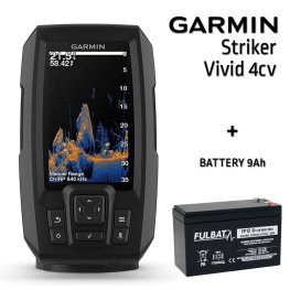 GARMIN STRIKER VIVID 4CV WITH GT20-TM TRANSDUCER + BATTERY 13AH 12V kajalood