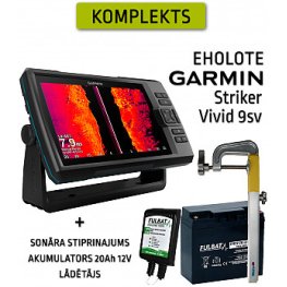 GARMIN STRIKER VIVID 9SV WITH GT52HW-TM TRANSDUCER + BATTERY 20AH 12V + CHARGER + SONAR MOUNT kajalood