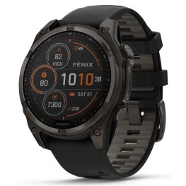GARMIN Fenix 8 47 mm, Solar, Sapphire Carbon Gray DLC Titanium with Black/Pebble Gray Silicone spordikell