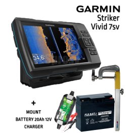 GARMIN Striker Vivid 7SV GT52HW-TM TRANSDUCER + BATTERY 20AH 12V + SONAR MOUNT + CHARGER kajalood