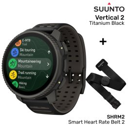 SUUNTO Vertical 2, Titanium Black + SHRM2, Smart Heart Rate Belt 2, size M/L spordikell