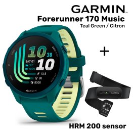GARMIN Forerunner 170 Music, Teal Green/Citron + HRM 200 Sensor spordikell