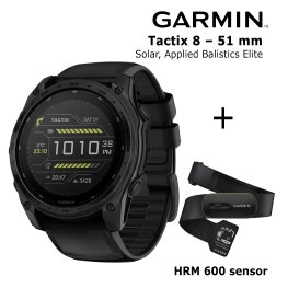GARMIN Tactix 8 – 51 mm, Solar, Applied Balistics Elite + HRM 600 Sensor spordikell
