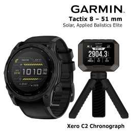 GARMIN Tactix 8 – 51 mm, Solar, Applied Balistics Elite + Xero C2 Chronograph spordikell