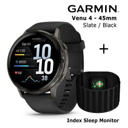 GARMIN Venu 4 - 45mm, Slate with Black + Index Sleep Monitor spordikell