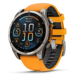 GARMIN Fenix 8 47 mm, AMOLED, Sapphire Titanium with Spark Orange/Graphite Silicone Band spordikell
