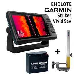GARMIN STRIKER VIVID 9SV WITH GT52HW-TM TRANSDUCER + BATTERY 20AH 12V + SONAR MOUNT kajalood