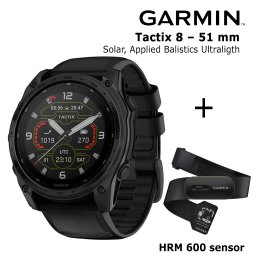 GARMIN Tactix 8 – 51 mm, Solar, Applied Balistics Ultralight + HRM 600 Sensor spordikell
