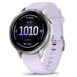 GARMIN Venu 4 - 41mm, Silver with Periwinkle Silicone Band spordikell