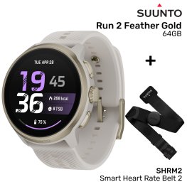 SUUNTO Run 2 Feather Gold, 64GB + SHRM2, Smart Heart Rate Belt 2, size M/L spordikell