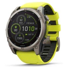 GARMIN Fenix 8 51 mm, Solar, Sapphire Titanium with Amp Yellow/Graphite Silicone Band spordikell