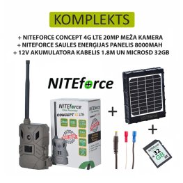 NITEforce CONCEPT 4G LTE 20MP WIRELESS TRAIL CAMERA +  SOLAR PANEL 8000MAH + BURREL 12V BATTERY CABL metsakaamerad