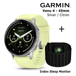 GARMIN Venu 4 - 45mm, Silver with Citron + Index Sleep Monitor spordikell