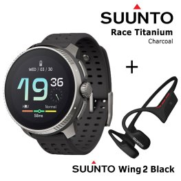 SUUNTO Race, Titanium Charcoal + Suunto Wing 2 Black spordikell