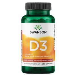 SWANSON Vitamin D3 - Higher Potency 2,000 Iu (50 mcg) 250 Caps toidulisand