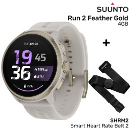 SUUNTO Run 2 Feather Gold, 4GB + SHRM2, Smart Heart Rate Belt 2, size M/L spordikell