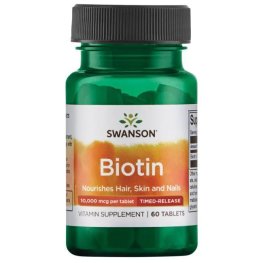SWANSON Biotin - Timed-Release 10,000 mcg 60 Vegan Tabs toidulisand