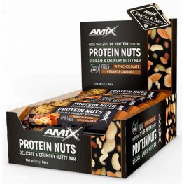 AMIX Protein Nuts Crunchy Nutty Bar 15x40g, Peanut Caramel спортивное питание