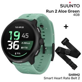 SUUNTO Run 2 Aloe Green, 4GB + SHRM2, Smart Heart Rate Belt 2, size M/L spordikell