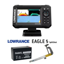 LOWRANCE Eagle 5 SplitShot™ ROW + 12V 13Ah battery + sonar mount Runos kajalood