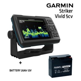 GARMIN STRIKER VIVID 5CV WITH GT20-TM TRANSDUCER + BATTERY 13AH 12V kajalood