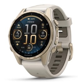 GARMIN Fenix 8 43 mm, AMOLED, Sapphire Soft Gold with Fog Gray/Dark Sandstone Silicone Ban spordikell