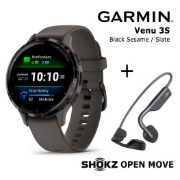 GARMIN Venu 3S, Black + Shokz Open Move Grey спортивные часы