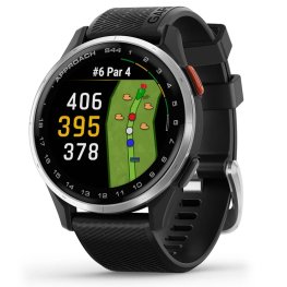 GARMIN Approach S44 Silver Aluminium Bezel with Black Silicone Band