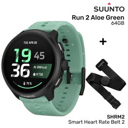 SUUNTO Run 2 Aloe Green, 64GB + SHRM2, Smart Heart Rate Belt 2, size M/L spordikell