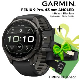 GARMIN Fenix 9 Pro 43mm AMOLED inReach, Carbon DLC Black + ПОДАРОК HRM 200 Sensor спортивные часы
