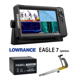 LOWRANCE Eagle 7 SplitShot™ ROW + 12V 20Ah battery + sonar mount Runos kajalood