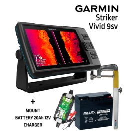 GARMIN Striker Vivid 9SV GT52HW-TM TRANSDUCER + BATTERY 20AH 12V + SONAR MOUNT + CHARGER kajalood
