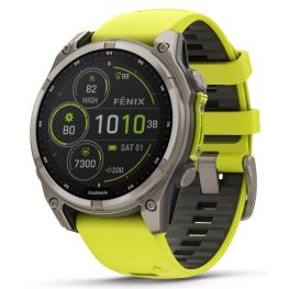 GARMIN Fenix 8 47 mm, Solar, Sapphire Titanium with Amp Yellow/Graphite Silicone Band spordikell