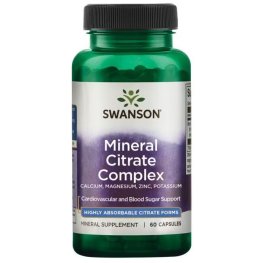 SWANSON Mineral Citrate Complex - Calcium, Magnesium, Zinc, Potassium 60 Caps toidulisand
