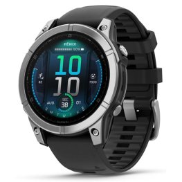 GARMIN Fenix E 47 mm, AMOLED, Stainless Steel with Black Silicone Band spordikell