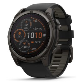 GARMIN Fenix 8 51 mm, Solar, Sapphire Carbon Gray DLC Titanium with Black/Pebble Gray Silicone spordikell