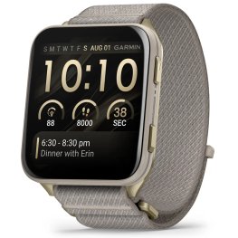 GARMIN Venu X1, Soft Gold Titanium Case and French Gray ComfortFit Nylon Band spordikell