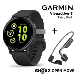 GARMIN Vivoactive 5 Black + Shokz Open Move Grey спортивные часы