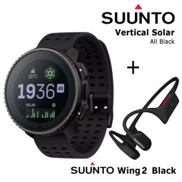 SUUNTO Vertical Solar, All Black + Suunto Wing 2 Black spordikell