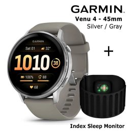 GARMIN Venu 4 - 45mm, Silver with Silver Gray + Index Sleep Monitor spordikell