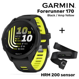 GARMIN Forerunner 170, Black/Amp Yellow + HRM 200 Sensor spordikell