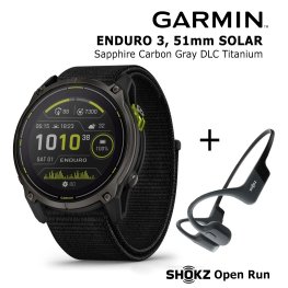 GARMIN Enduro 3 – 51 mm, Solar, Sapphire + SHOKZ Open Run Black spordikell