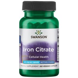 SWANSON Iron Citrate - Active Form 25 mg 60 Vegan Caps toidulisand