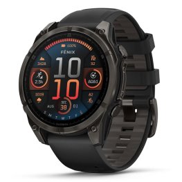 GARMIN Fenix 8 47 mm, AMOLED, Sapphire Carbon Gray DLC Titanium with Black/Pebble Gray Sil spordikell