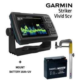 GARMIN Striker Vivid 5CV GT52HW-TM TRANSDUCER + BATTERY 13AH 12V + SONAR MOUNT kajalood