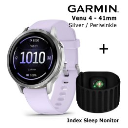 GARMIN Venu 4 - 41mm, Silver with Periwinkle Silicone Band spordikell